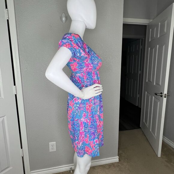 Lilly Pulitzer Size 0 Tunic Dress Babydoll Delaney Smocked Square Neck - Picture 6 of 9